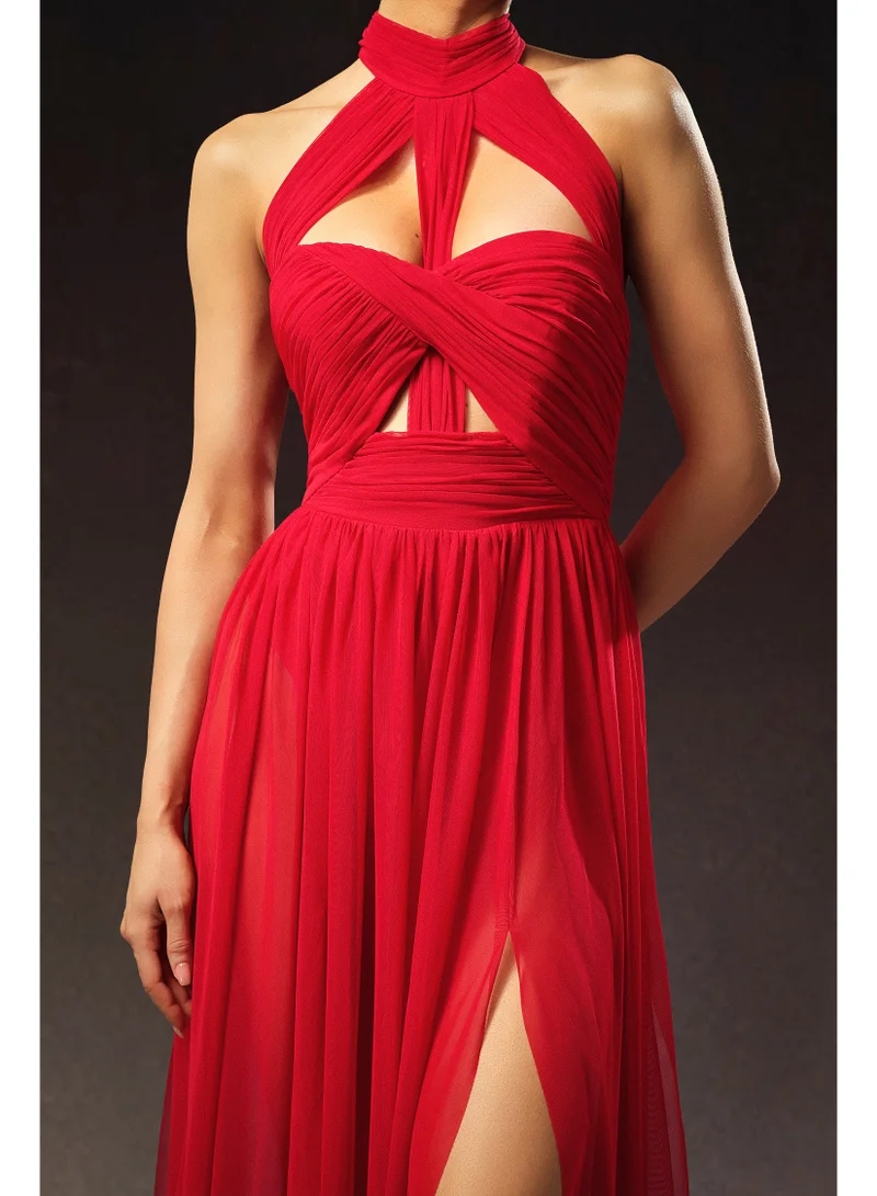 Bella Barnett  Tesare Halter Sleeveless Hollow Out Maxi Dress for Women | Best Price UAE